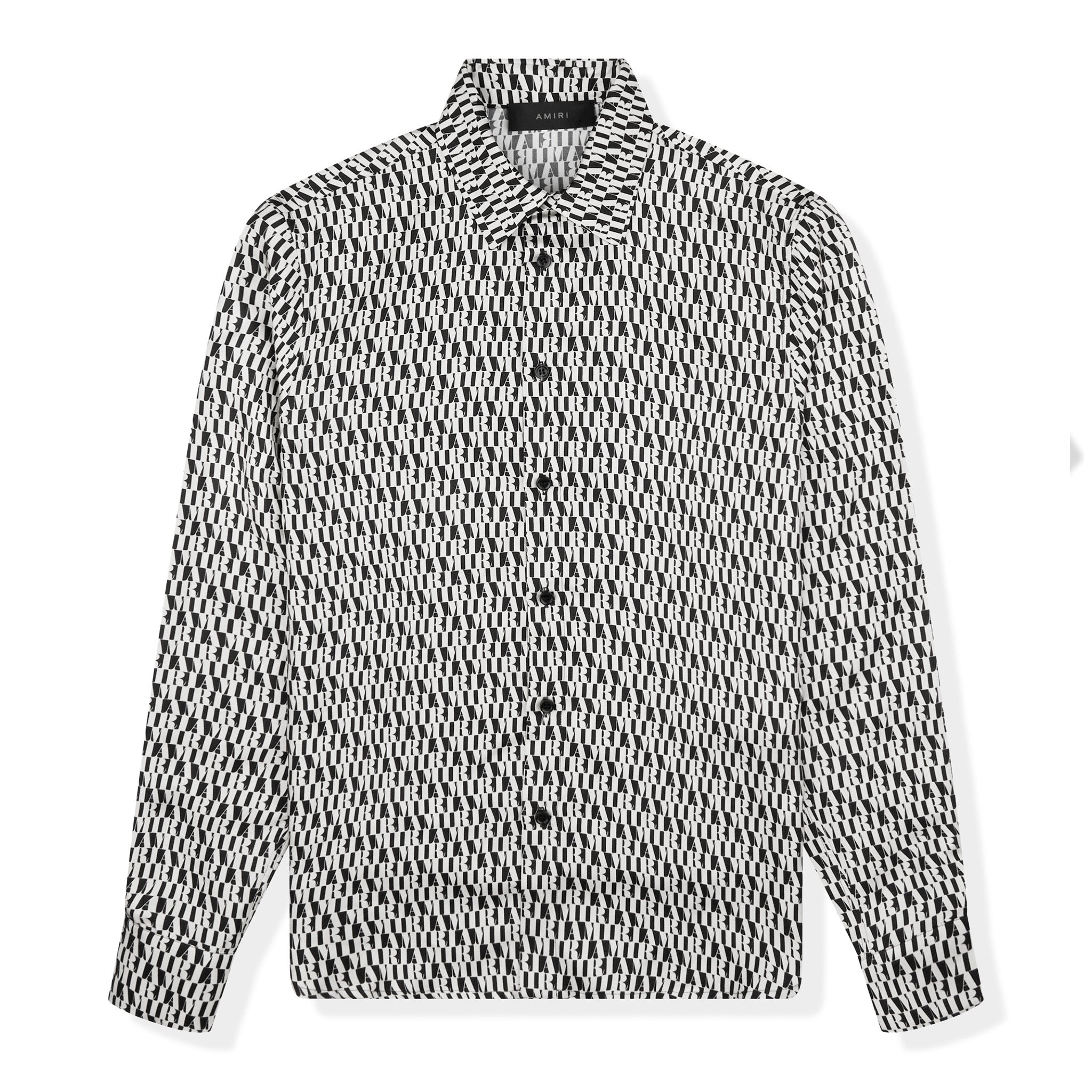 Image of Amiri All Over Silk White Black Shirt